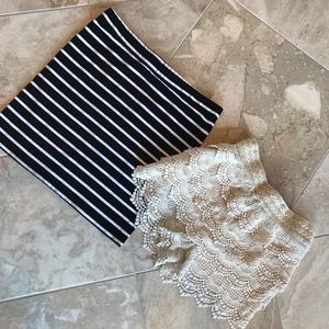 LOT OF 2 forever 21 skirt & crochet lace shorts M